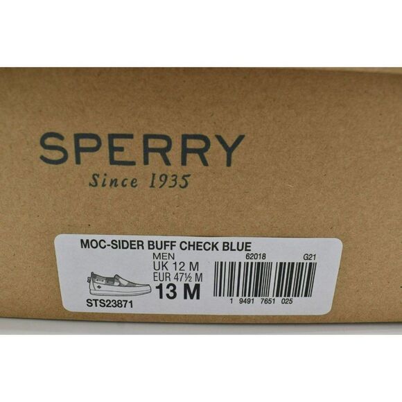 Sperry Mens Size 13 Moc Sider Buffalo Checkered Blue Black Plaid Slip On Shoes - Picture 10 of 10